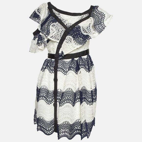 Self-Portrait Navy Blue Wavy Guipure Lace Mini Dress S - www.rajagirimanappuram.com Self-Portrait Navy Blue Wavy Guipure Lace Mini Dress S - www.rajagirimanappuram.com